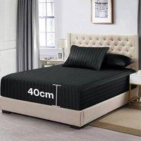 PAWNORA Super King-180 x 200 cm Black 40cm Fitted Sheet | Size: 180 x 200 cm