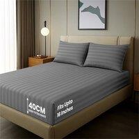 PAWNORA Single-90 x 190 cm Grey 40cm Fitted Sheet | Size: 90 x 190 cm