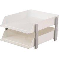 FORGEVIO 2 Tier Desk Organizer A4 File Tray Document Holder Storage in White
