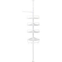 FORGEVIO 4 Tier Telescopic Bathroom Wall Corner Shelf Rack in Silver