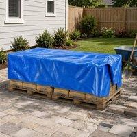 NESTLUNE 3*3M Blue+Red Waterproof Tarpaulin Tarp Ground Camping Cover in Blue | Size: 1.25kg
