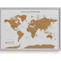 Splosh Travel Map Cork Pin Board Grey, 45 x 30 cm, Cork & Wood in Grey | Size: 45 x 30 cm