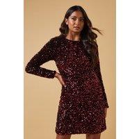 Oasis Women's Occasion Sequin Shoulder Pad Mini Dress in Red | Size: 10