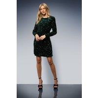 Oasis Women's Occasion Sequin Shoulder Pad Mini Dress in Forest | Size: 10