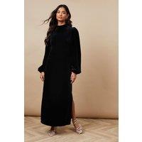 Oasis Women's Occasion Velvet High Neck Midi Dress in Black | Size: 6