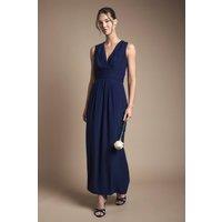 Coast Women's Wrap Front Pleat Waist Maxi Bridesmaid Dress in Navy | Size: 12
