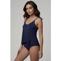 Lands' End Women's Tulip Hem Tankini Top in Dark Navy | Size: XL
