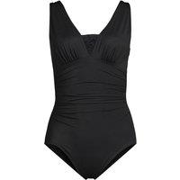 Lands' End Women's Grecian V-neck Slender Swimsuit with Adjustable Straps in Black | Size: 18
