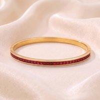 Harfi Women's 18ct Gold Plated Ruby July Birthstone Tennis Bangle