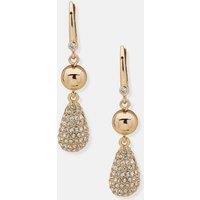 DKNY Jewellery Women's Crystal Pave Tear Double Drop Earrings in Gold