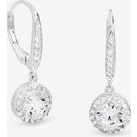 Simply Silver Women's Sterling Silver Brilliant Round Clara Halo Drop Earrings
