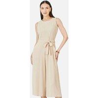 Yumi Women's Beige Viscose Culotte Jumpsuit in Light Beige | Size: 10