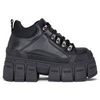 Infinity Leather Women's Buffalo Chunky Platform Gothic Ankle Boots - Gospher Hike-Lo in Black | Size: 7