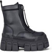 Infinity Leather Women's Buffalo Chunky Platform Front Zip High Ankle Combat Boots - Gospher in Black | Size: 7