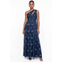 Anaya with Love Women's Floral Print One Shoulder Maxi Dress in Dark Navy | Size: 16