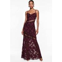 Anaya with Love Women's Floral Burnout Lace Insert Cami Maxi Dress in Purple | Size: 6