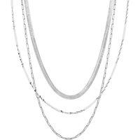 Spero London Women's Herringbone Twisted & Paperclip Sterling Silver Necklace Set