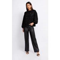 Little Mistress Women's Black PU Trousers | Size: 12