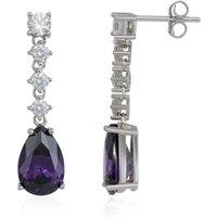Spero London Women's Pear Shape Sapphire Sterling Silver Drop Earrings