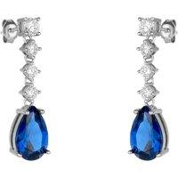 Spero London Women's Pear Shape Sapphire Sterling Silver Drop Earrings in Blue