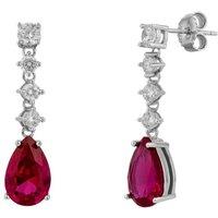 Spero London Women's Ruby Red Pear Shape Cubic Zirconia Sterling Silver Drop Earrings