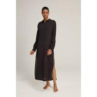 Nudea Women's Cotton Gauze Maxi Shirt in Black | Size: 2XL