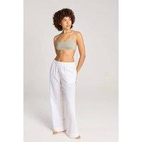 Nudea Women's Cotton Seer Sucker Button Trouser in White | Size: Medium