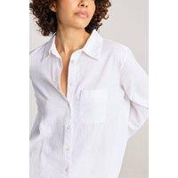 Nudea Women's Cotton Seer Sucker Boxy Shirt in White | Size: Small