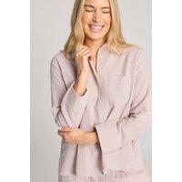 Nudea Women's Cotton Seer Sucker Boxy Shirt in Taupe | Size: Large