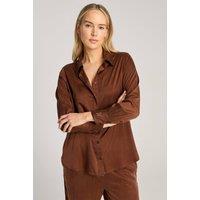 Nudea Women's Silk-Touch Midi Shirt in Chocolate | Size: 2XL