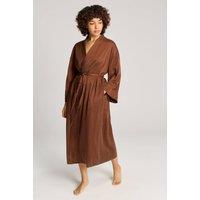Nudea Women's Silk-Touch Kimono Robe in Chocolate | Size: Large