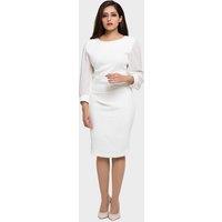 LBV Fashion Women's Ivory Chiffon Sleeves Dress | Size: 8