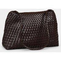 RIMINI Women's Hand Weaving Faux Leather Shoulder Bag 'Suzy' - Dark Brown