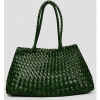 RIMINI Women's Hand Woven Shoulder Bag 'Donna' - Green in Dark Green