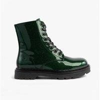 Heavenly Feet Women's Justina2 Glitter Glitter Lace Up Ankle Ankle Boots in Green | Size: 6