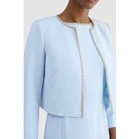Hobbs London Women's Beatrix Embellished Jacket in Baby Blue | Size: 14