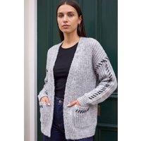 Roman Women's Blanket Stitch Cardigan in Grey | Size: 12