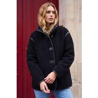 Roman Women's Borg Contrast Pipe Coat in Black | Size: 12