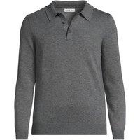 Lands' End Men's Pure Cotton Fine-Knit Polo in Charcoal | Size: Medium