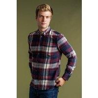 French Connection Men's Cotton Flannel Check Long Sleeve Shirt in Red | Size: Large