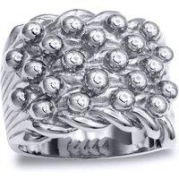 Jewelco London Men's Silver III 5 Row King George III Keeper Guard Ring 20mm | Size: X