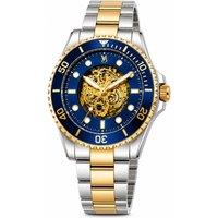 VON BREYER Men's Mens Watches Navigator Automatic Skeleton Watch Blue Dial