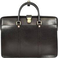 House of Leather Men's Real Leather Doctors Briefcase Gladstone Lawyers Bag with Laptop Compartment Cullen Black | Size: Large