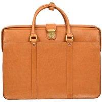 House of Leather Men's Real Leather Doctors Briefcase Gladstone Lawyers Bag with Laptop Compartment Cullen Black in Tan | Size: Large