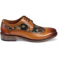 Infinity Leather Men's Leather Floral Print Brogue Dress Shoes - Ross in Brown | Size: 11