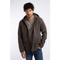 Weird Fish Men's Lockie Full Zip Bonded Fleece Hoodie in Dark Brown | Size: Large
