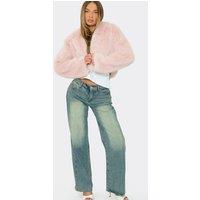 EGO Women's Long Sleeve Zip Collared Cropped Jacket in Baby Pink | Size: 6