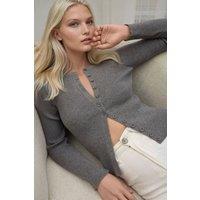 Hiccup Women's Long Sleeve Buttoned Cardigan in Grey | Size: Small
