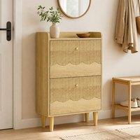 STILVORA Shoe Cabinet with 2 Flip Drawers in Oak in Light Oak