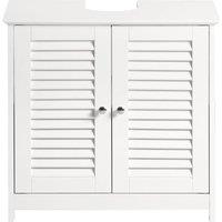 SoBuy Under Sink Bathroom Cabinet - 2 Shutter Doors - For Pedestal Sink in White | Size: W600mm x H600mm